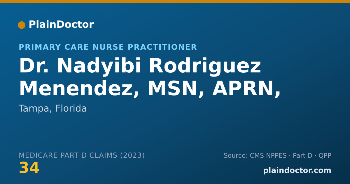 Shareable card for Nadyibi Rodriguez Menendez, MSN, APRN, FNP-C - Primary Care Nurse Practitioner, Tampa, FL