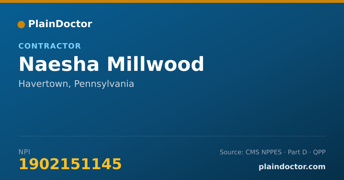 Shareable card for Naesha Millwood - Contractor, Havertown, PA