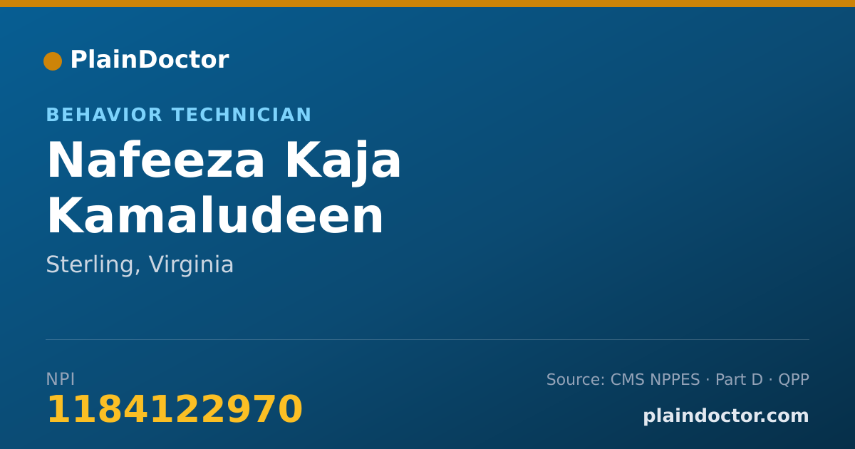 Shareable card for Nafeeza Kaja Kamaludeen - Behavior Technician, Sterling, VA