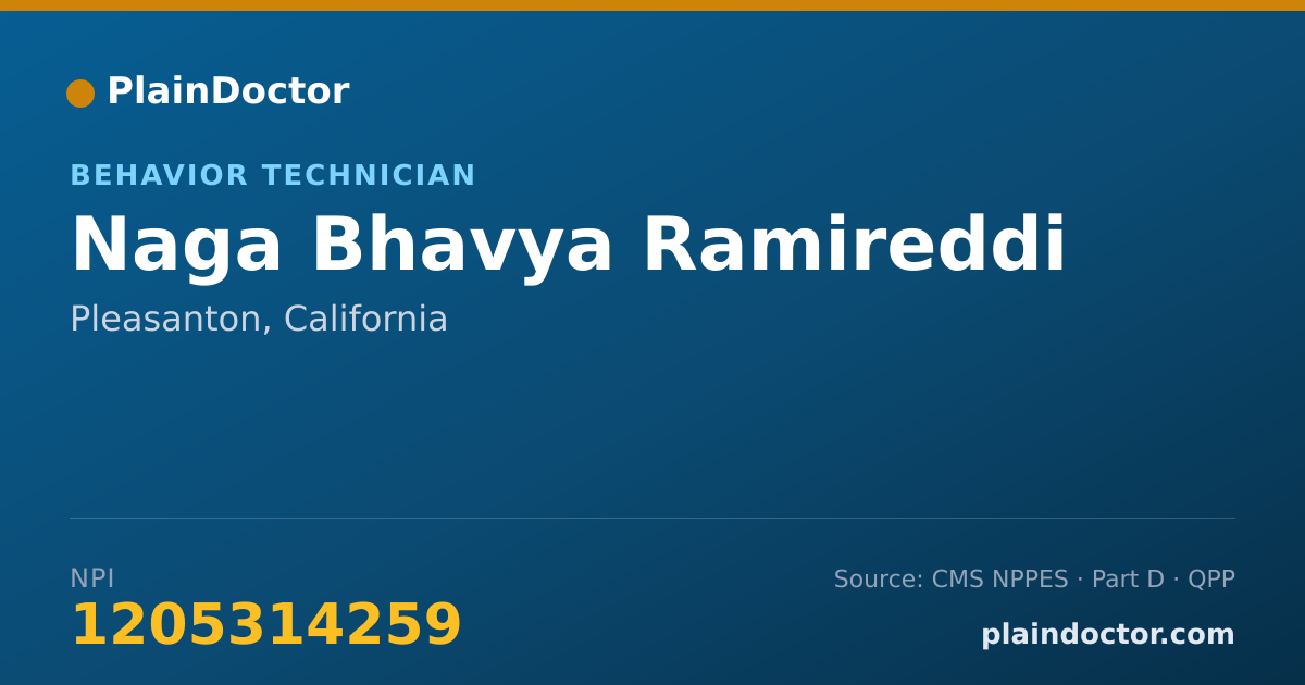 Shareable card for Naga Bhavya Ramireddi - Behavior Technician, Pleasanton, CA