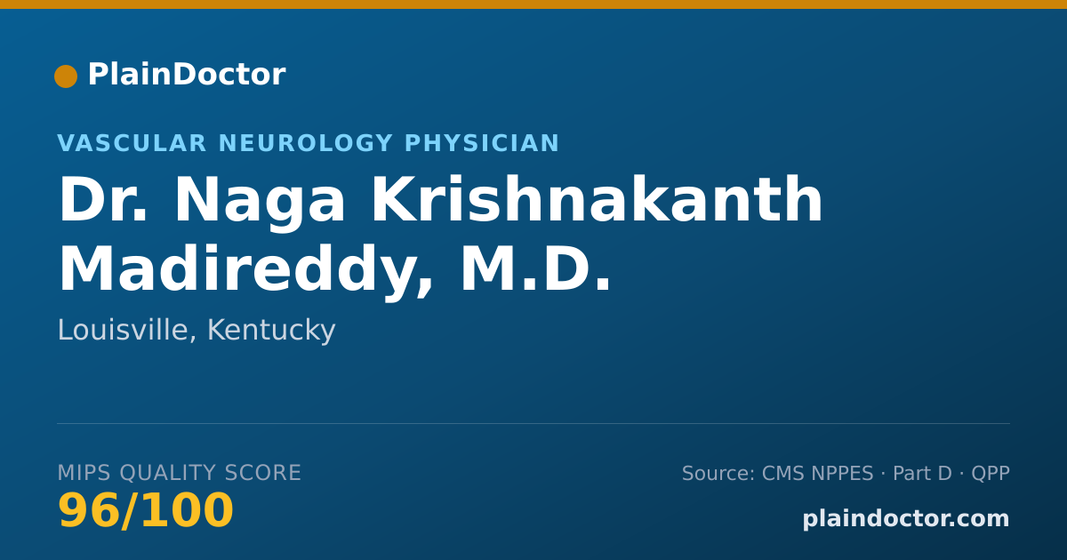 Shareable card for Naga Krishnakanth Madireddy, M.D. - Vascular Neurology Physician, Louisville, KY