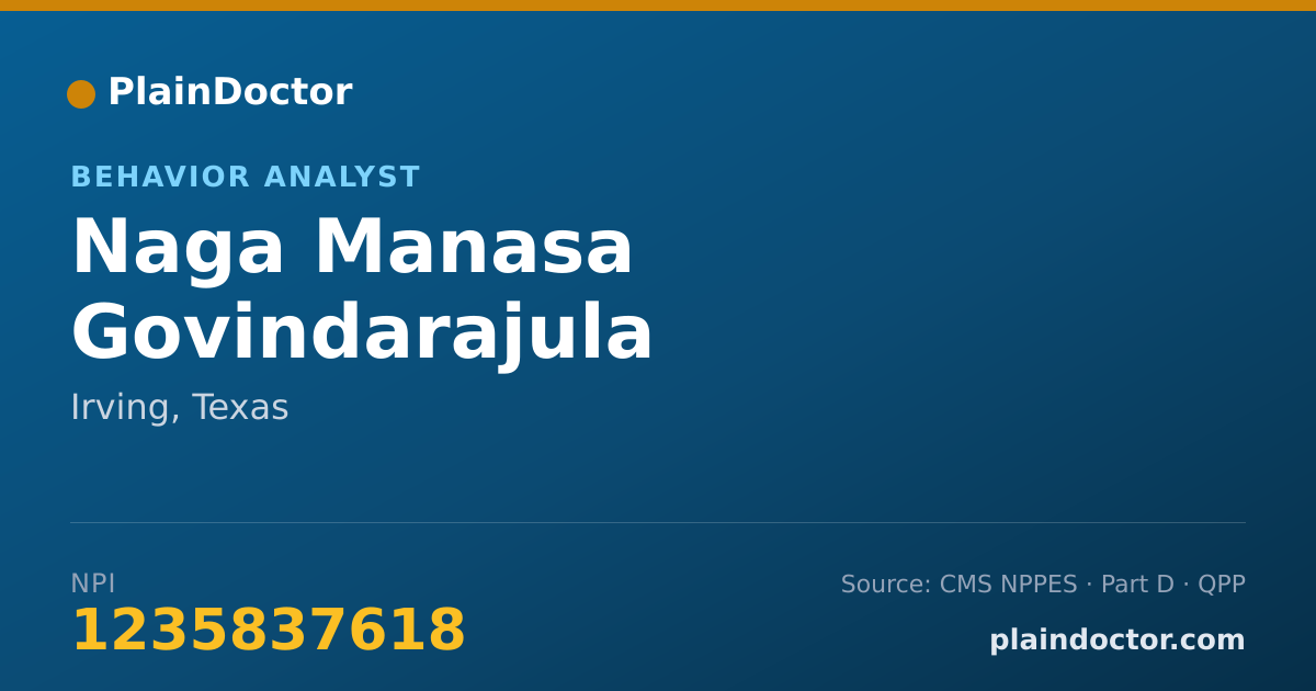 Shareable card for Naga Manasa Govindarajula - Behavior Analyst, Irving, TX