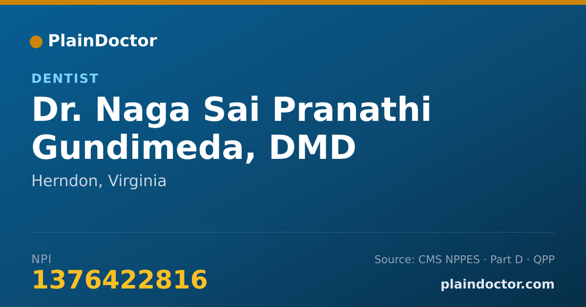 Shareable card for Naga Sai Pranathi Gundimeda, DMD - Dentist, Herndon, VA