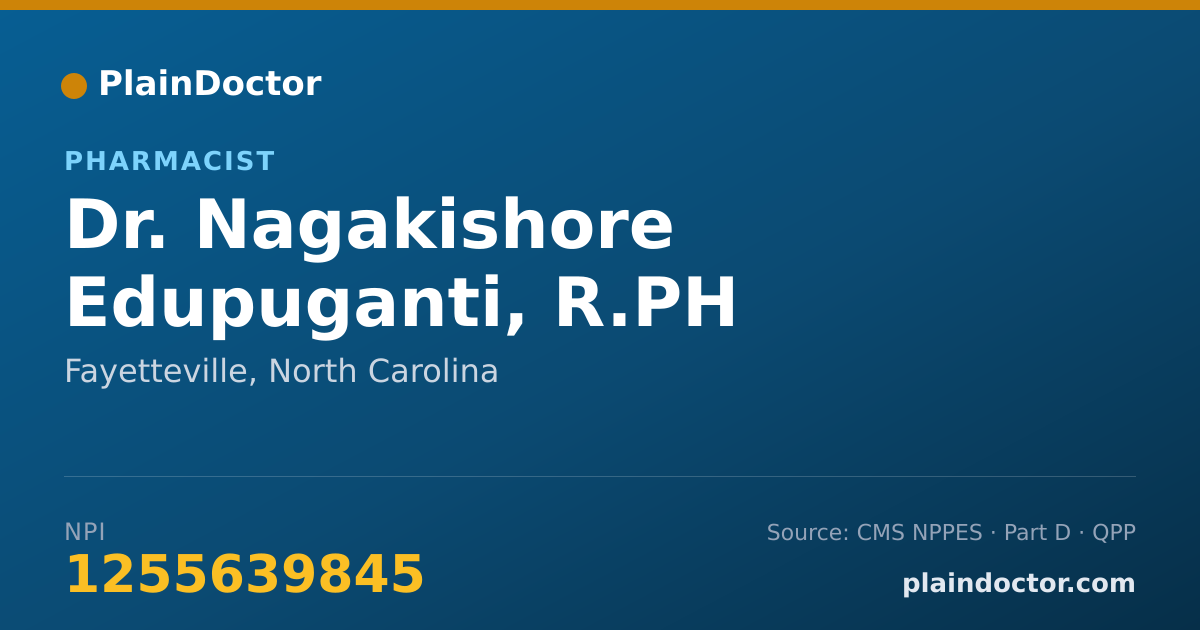Shareable card for Nagakishore Edupuganti, R.PH - Pharmacist, Fayetteville, NC