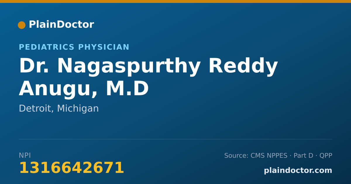 Shareable card for Nagaspurthy Reddy Anugu, M.D - Pediatrics Physician, Detroit, MI