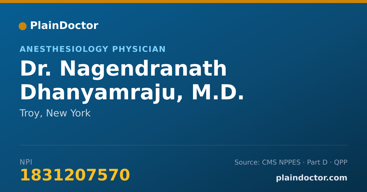 Shareable card for Nagendranath Dhanyamraju, M.D. - Anesthesiology Physician, Troy, NY