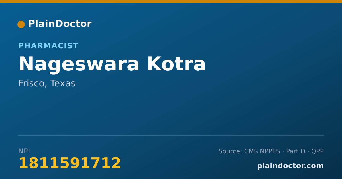 Shareable card for Nageswara Kotra - Pharmacist, Frisco, TX