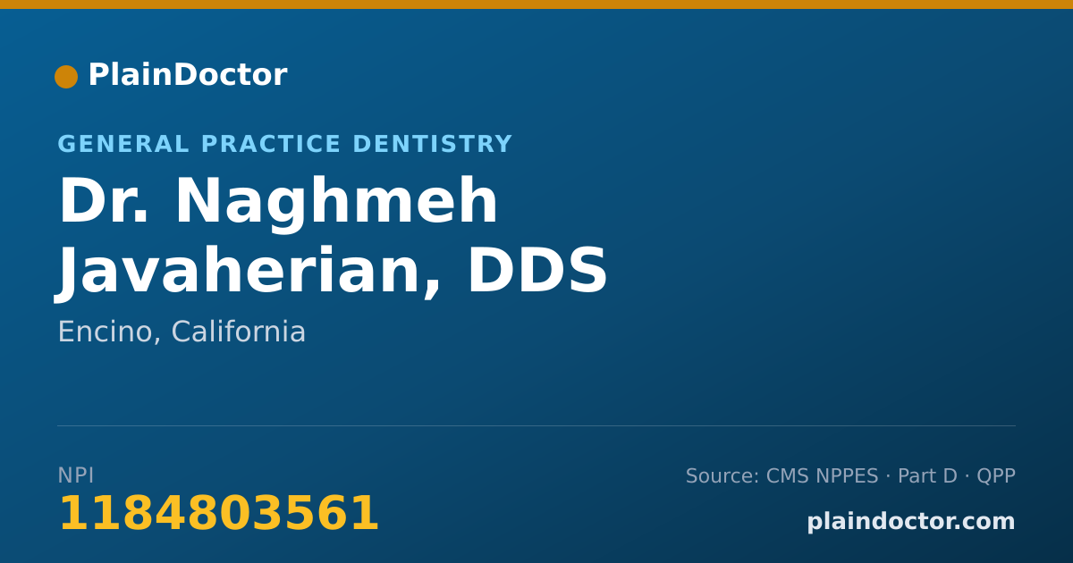 Shareable card for Naghmeh Javaherian, DDS - General Practice Dentistry, Encino, CA