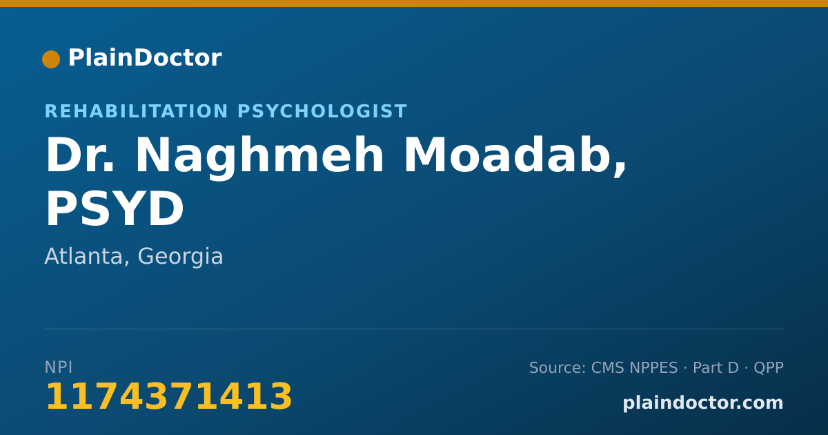 Shareable card for Naghmeh Moadab, PSYD - Rehabilitation Psychologist, Atlanta, GA