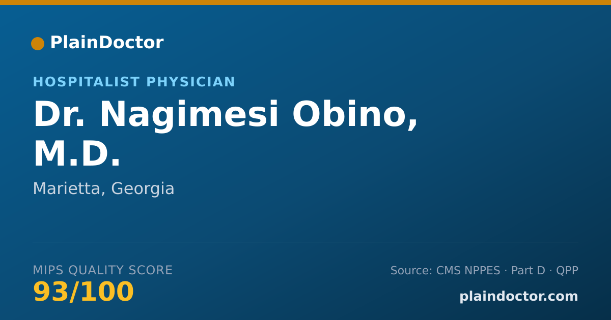 Shareable card for Nagimesi Obino, M.D. - Hospitalist Physician, Marietta, GA