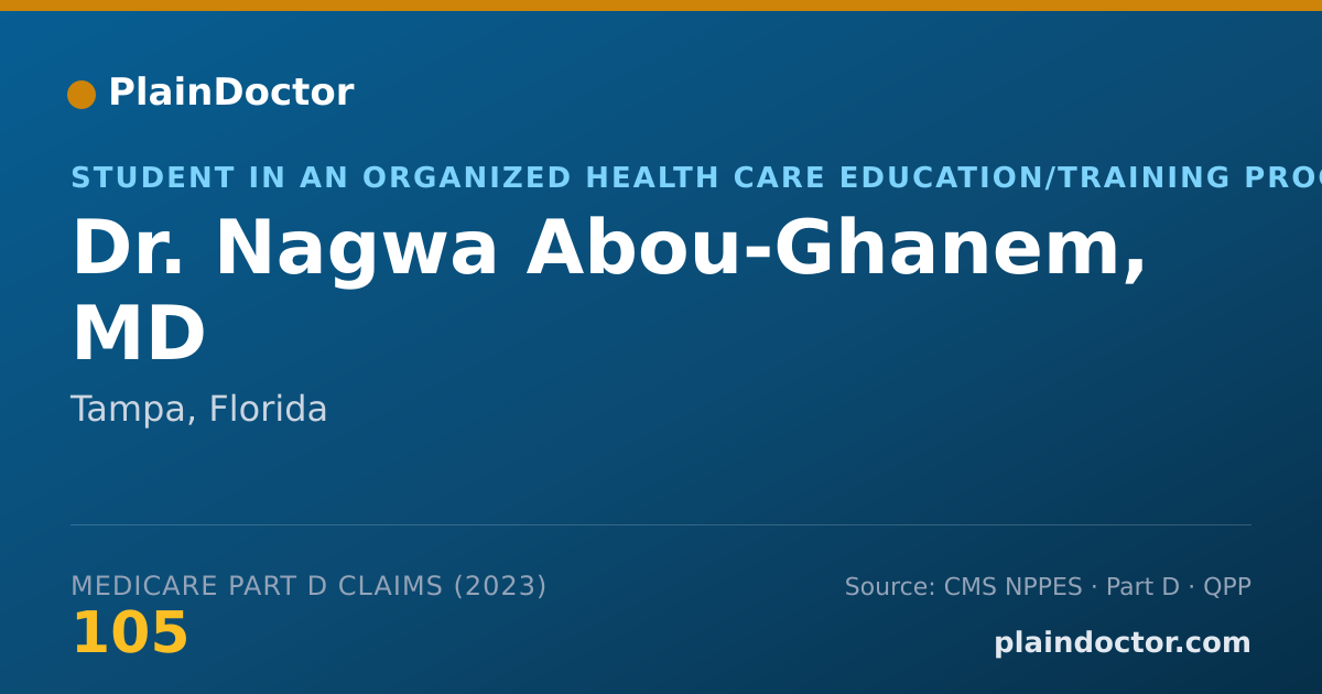 Shareable card for Nagwa Abou-Ghanem, MD - Student in an Organized Health Care Education/Training Program, Tampa, FL