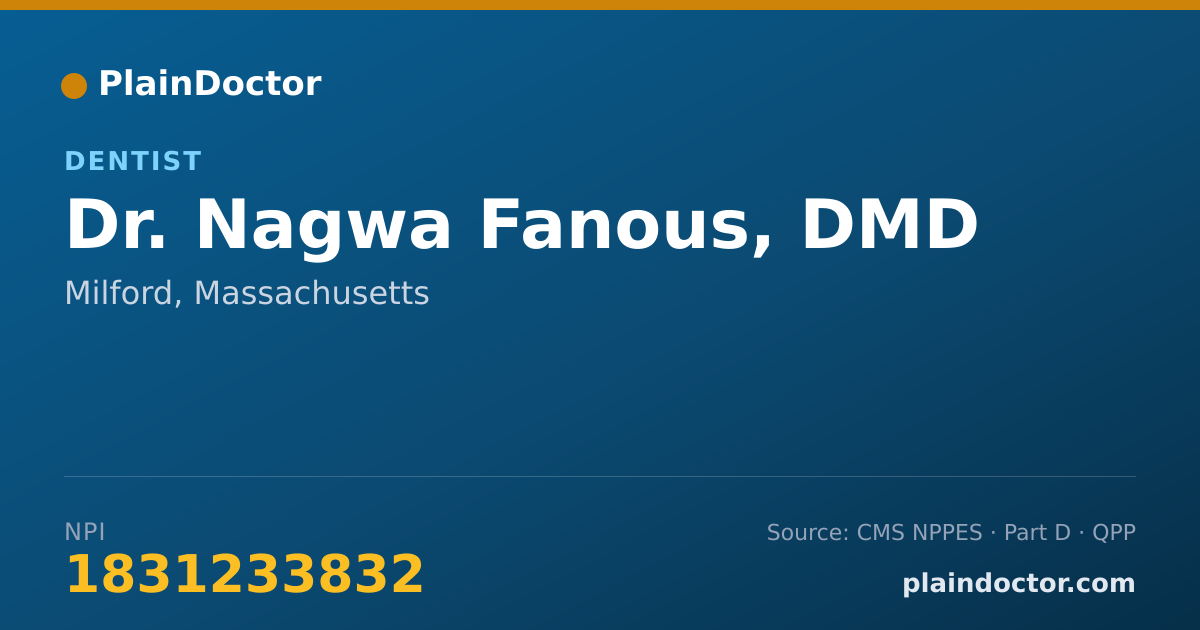 Shareable card for Nagwa Fanous, DMD - Dentist, Milford, MA