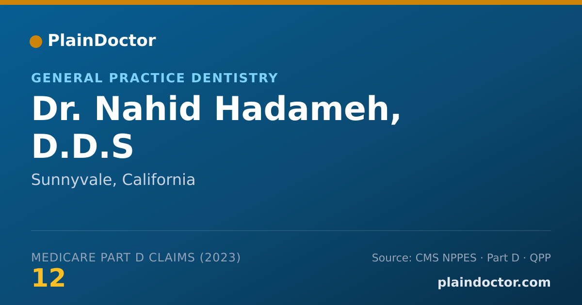 Shareable card for Nahid Hadameh, D.D.S - General Practice Dentistry, Sunnyvale, CA