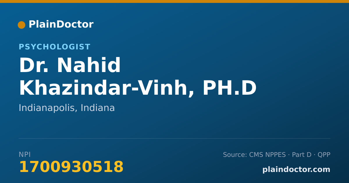 Shareable card for Nahid Khazindar-Vinh, PH.D - Psychologist, Indianapolis, IN