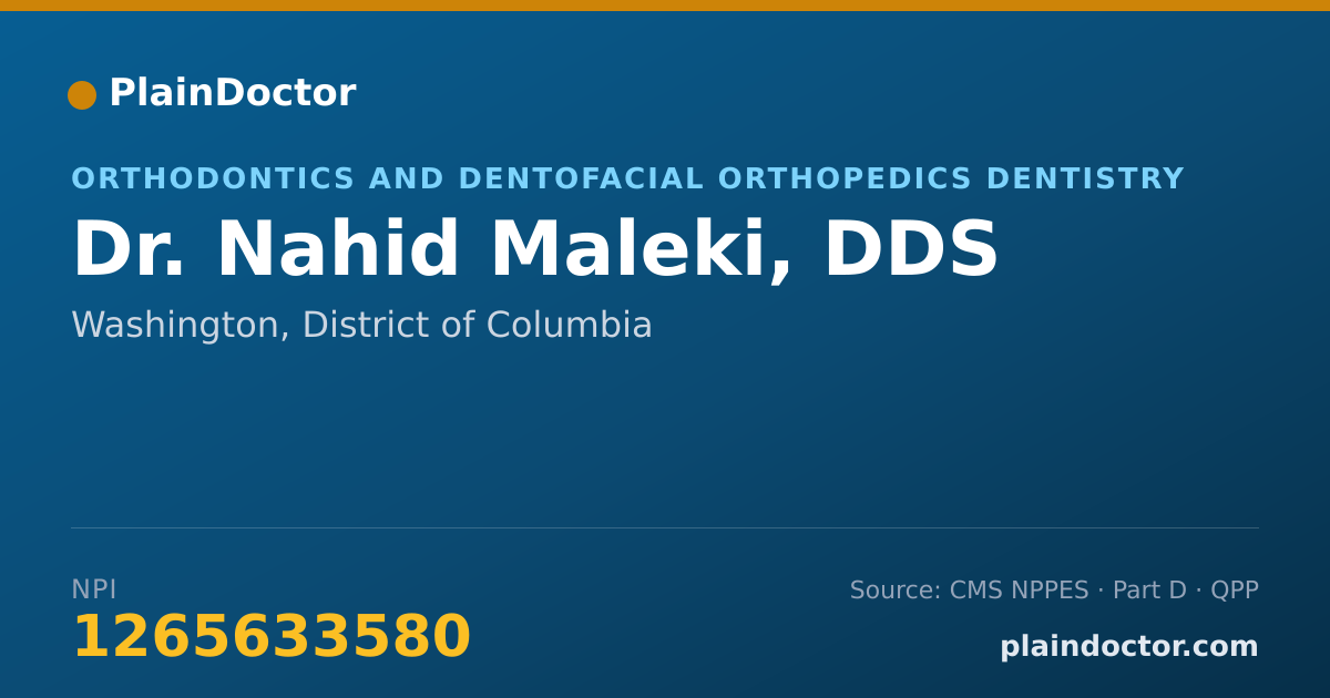 Shareable card for Nahid Maleki, DDS - Orthodontics and Dentofacial Orthopedics Dentistry, Washington, DC