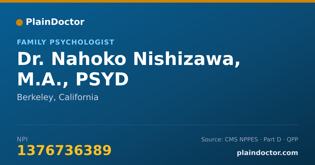 Shareable card for Nahoko Nishizawa, M.A., PSYD - Family Psychologist, Berkeley, CA