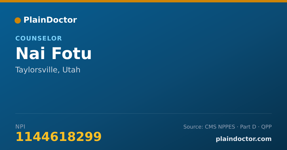 Shareable card for Nai Fotu - Counselor, Taylorsville, UT
