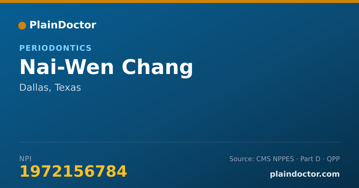 Shareable card for Nai-Wen Chang - Periodontics, Dallas, TX