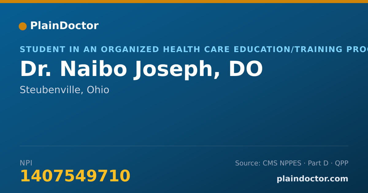 Shareable card for Naibo Joseph, DO - Student in an Organized Health Care Education/Training Program, Steubenville, OH