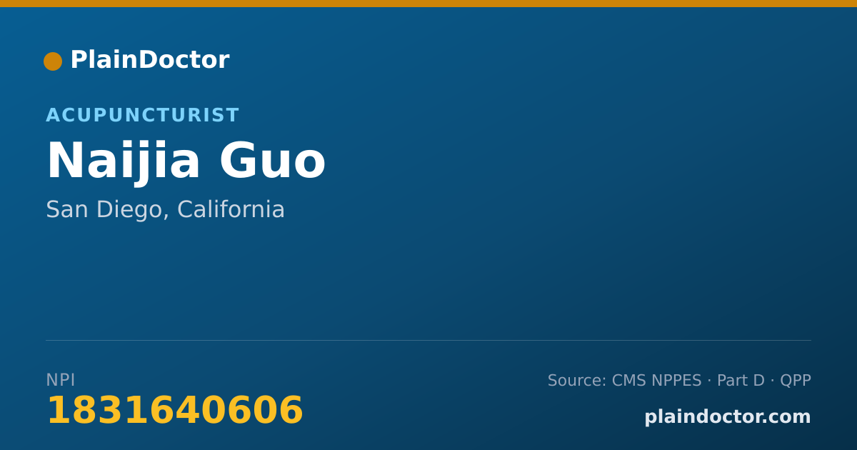 Shareable card for Naijia Guo - Acupuncturist, San Diego, CA