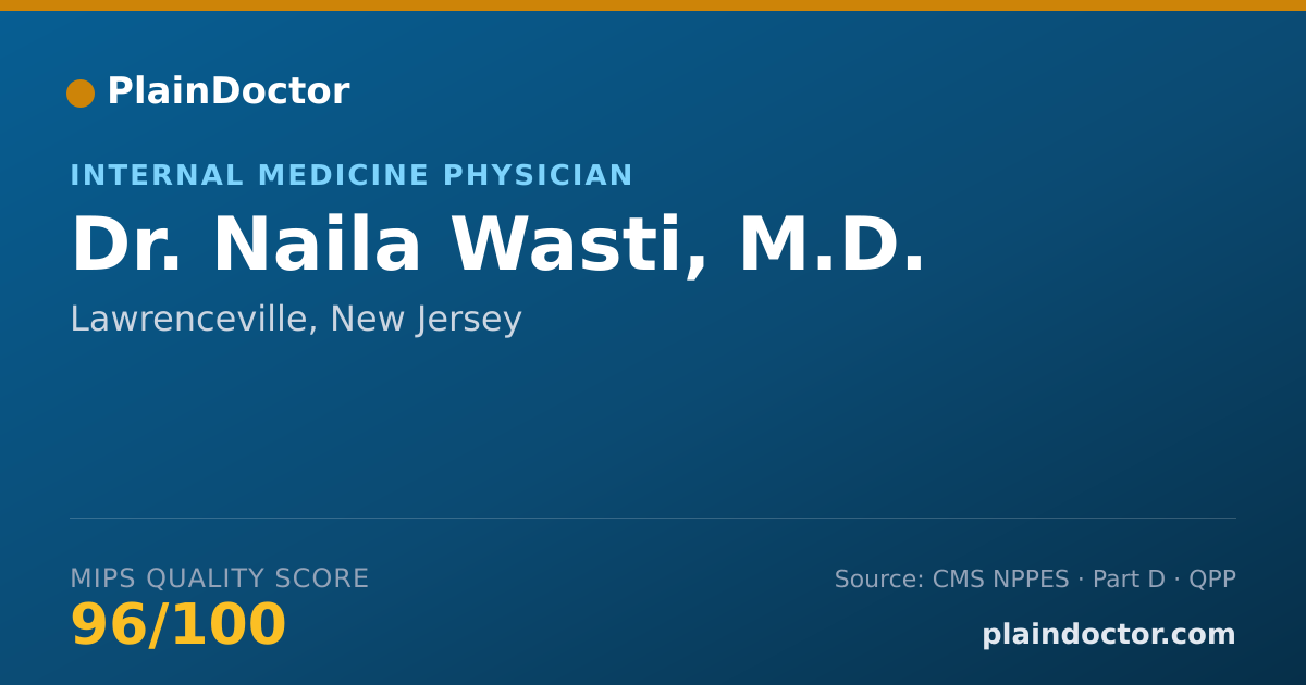 Shareable card for Naila Wasti, M.D. - Internal Medicine Physician, Lawrenceville, NJ