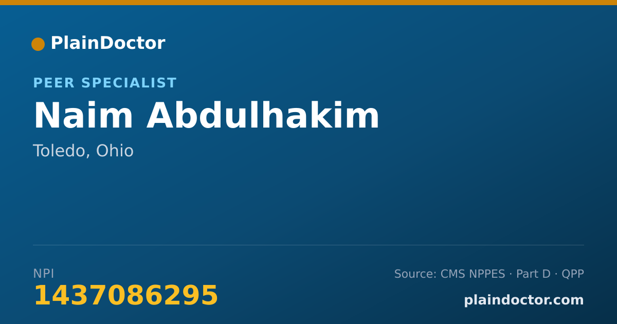 Shareable card for Naim Abdulhakim - Peer Specialist, Toledo, OH