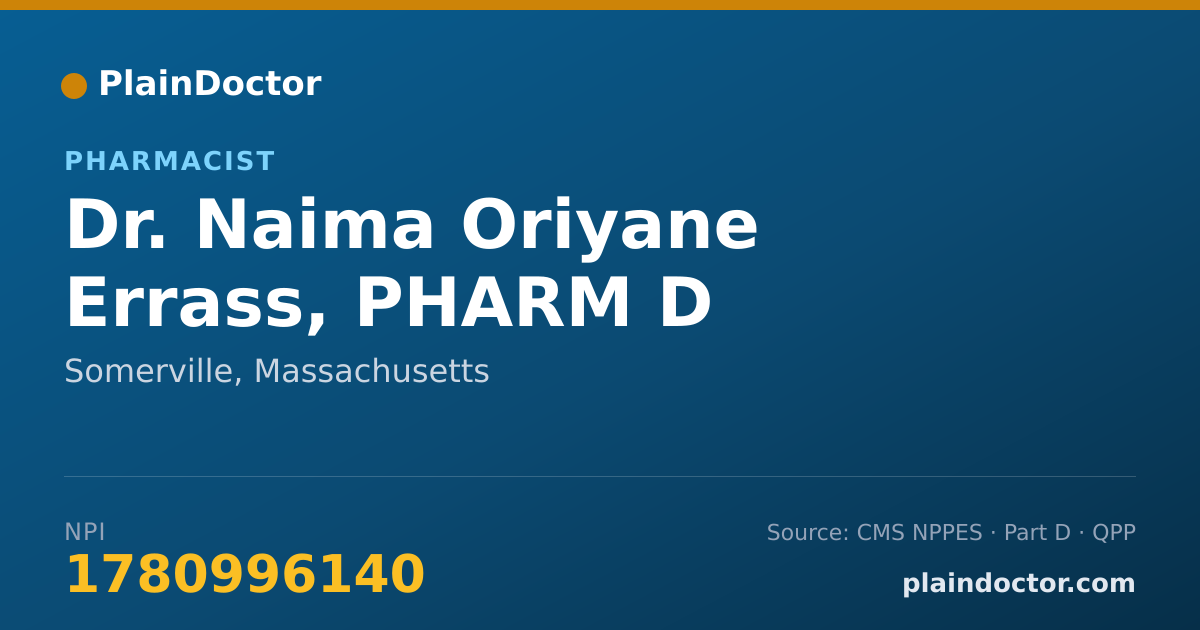 Shareable card for Naima Oriyane Errass, PHARM D - Pharmacist, Somerville, MA