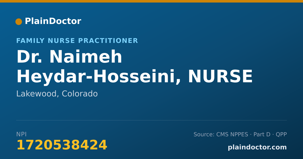 Shareable card for Naimeh Heydar-Hosseini, NURSE PRACTITIONER - Family Nurse Practitioner, Lakewood, CO