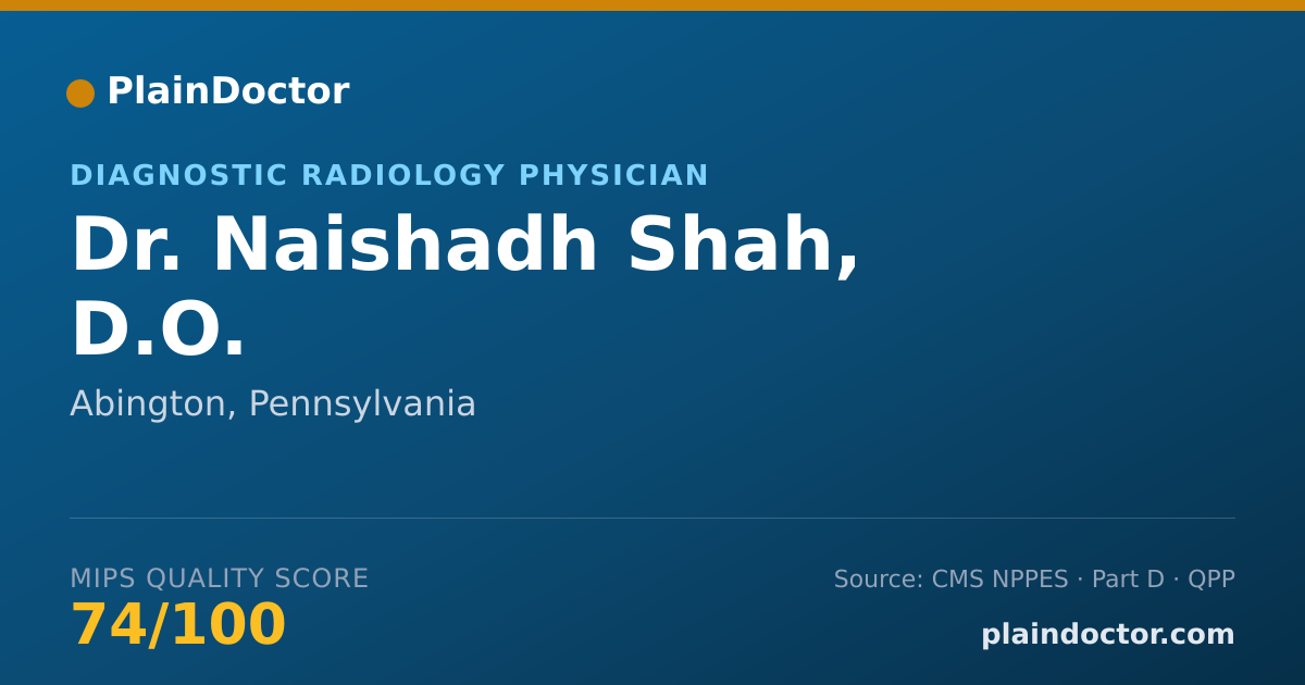 Shareable card for Naishadh Shah, D.O. - Diagnostic Radiology Physician, Abington, PA