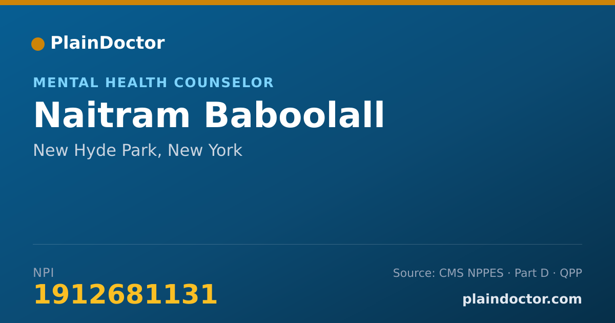 Shareable card for Naitram Baboolall - Mental Health Counselor, New Hyde Park, NY