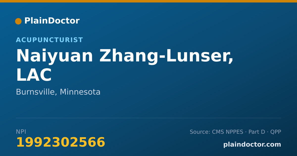 Shareable card for Naiyuan Zhang-Lunser, LAC - Acupuncturist, Burnsville, MN