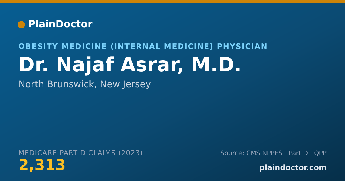 Shareable card for Najaf Asrar, M.D. - Obesity Medicine (Internal Medicine) Physician, North Brunswick, NJ