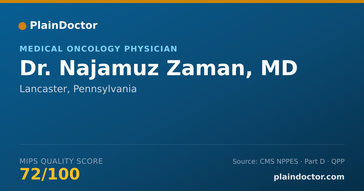 Shareable card for Najamuz Zaman, MD - Medical Oncology Physician, Lancaster, PA