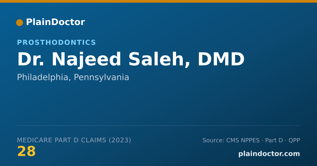 Shareable card for Najeed Saleh, DMD - Prosthodontics, Philadelphia, PA
