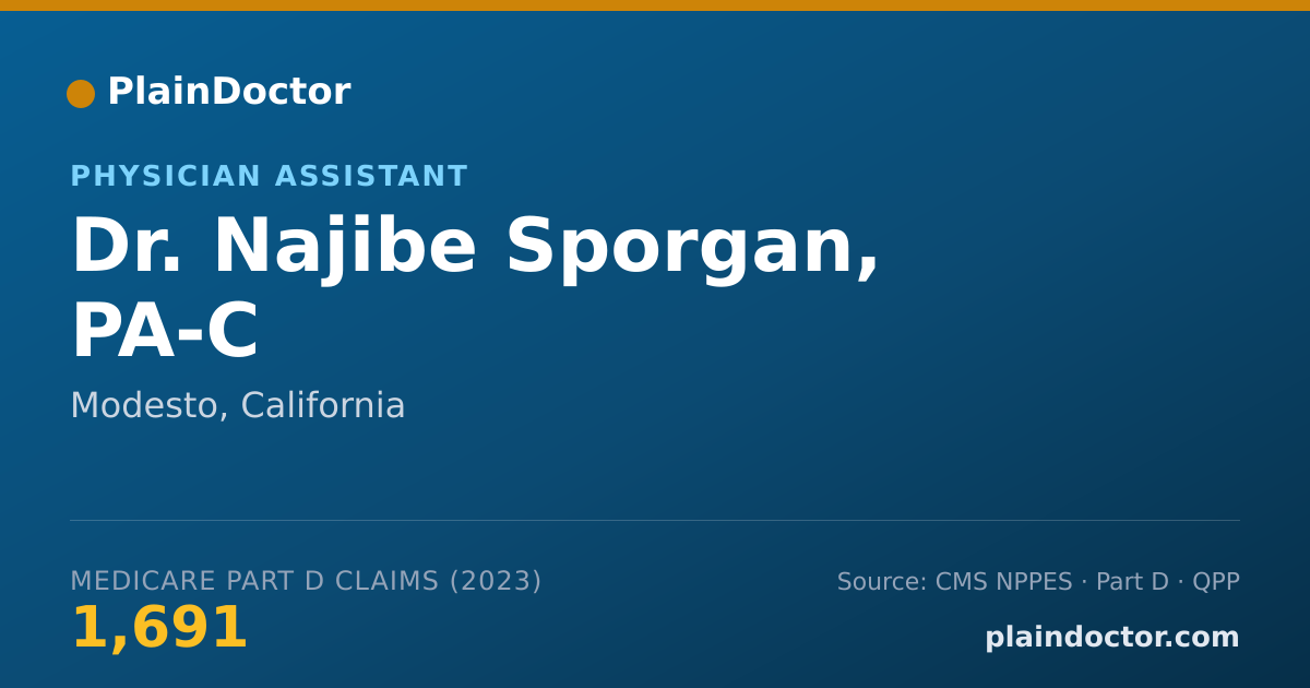 Shareable card for Najibe Sporgan, PA-C - Physician Assistant, Modesto, CA
