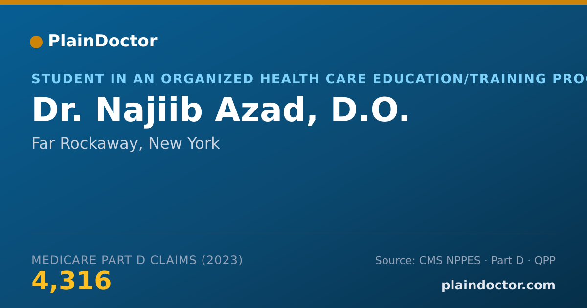 Shareable card for Najiib Azad, D.O. - Student in an Organized Health Care Education/Training Program, Far Rockaway, NY