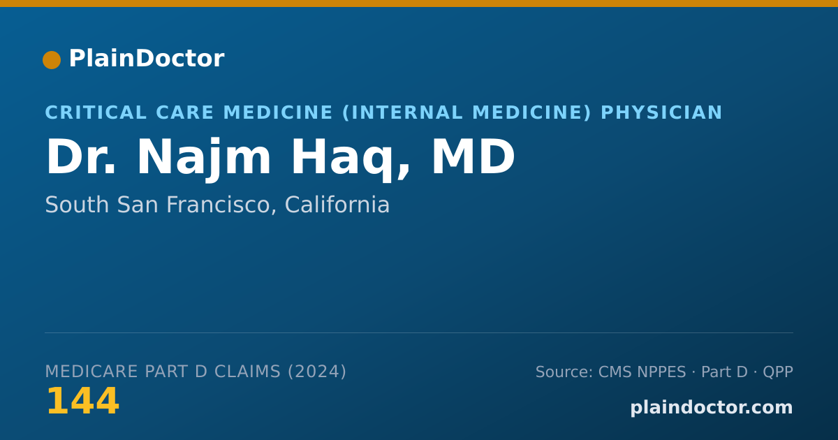 Shareable card for Najm Haq, MD - Critical Care Medicine (Internal Medicine) Physician, South San Francisco, CA