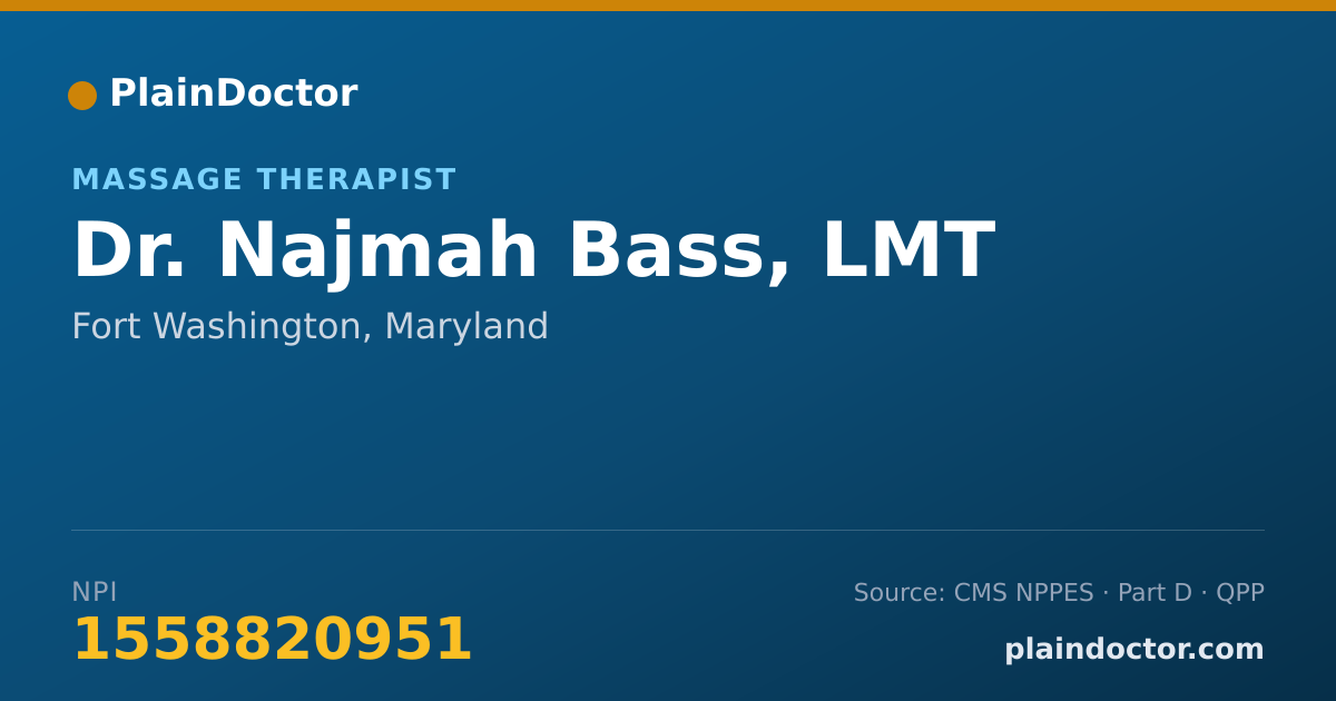 Shareable card for Najmah Bass, LMT - Massage Therapist, Fort Washington, MD