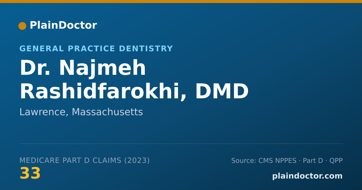 Shareable card for Najmeh Rashidfarokhi, DMD - General Practice Dentistry, Lawrence, MA