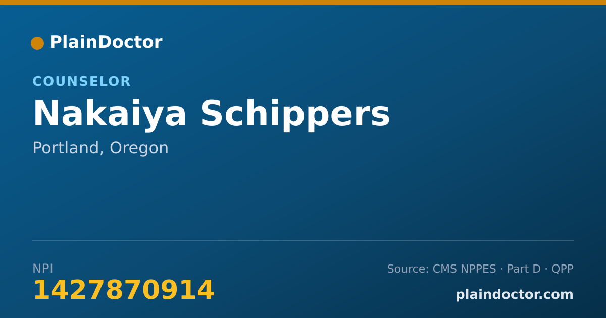 Shareable card for Nakaiya Schippers - Counselor, Portland, OR