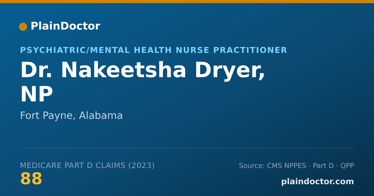 Shareable card for Nakeetsha Dryer, NP - Psychiatric/Mental Health Nurse Practitioner, Fort Payne, AL