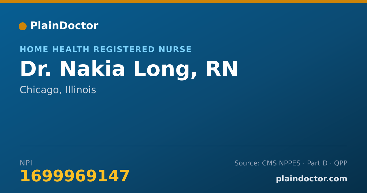 Shareable card for Nakia Long, RN - Home Health Registered Nurse, Chicago, IL