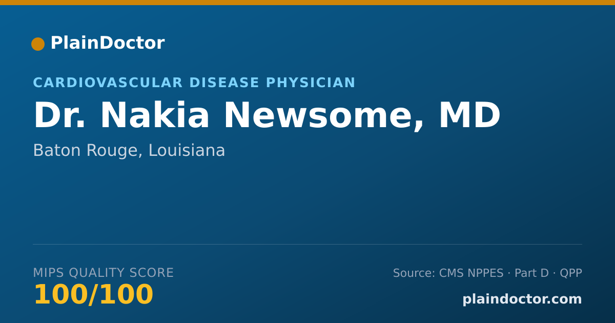 Shareable card for Nakia Newsome, MD - Cardiovascular Disease Physician, Baton Rouge, LA