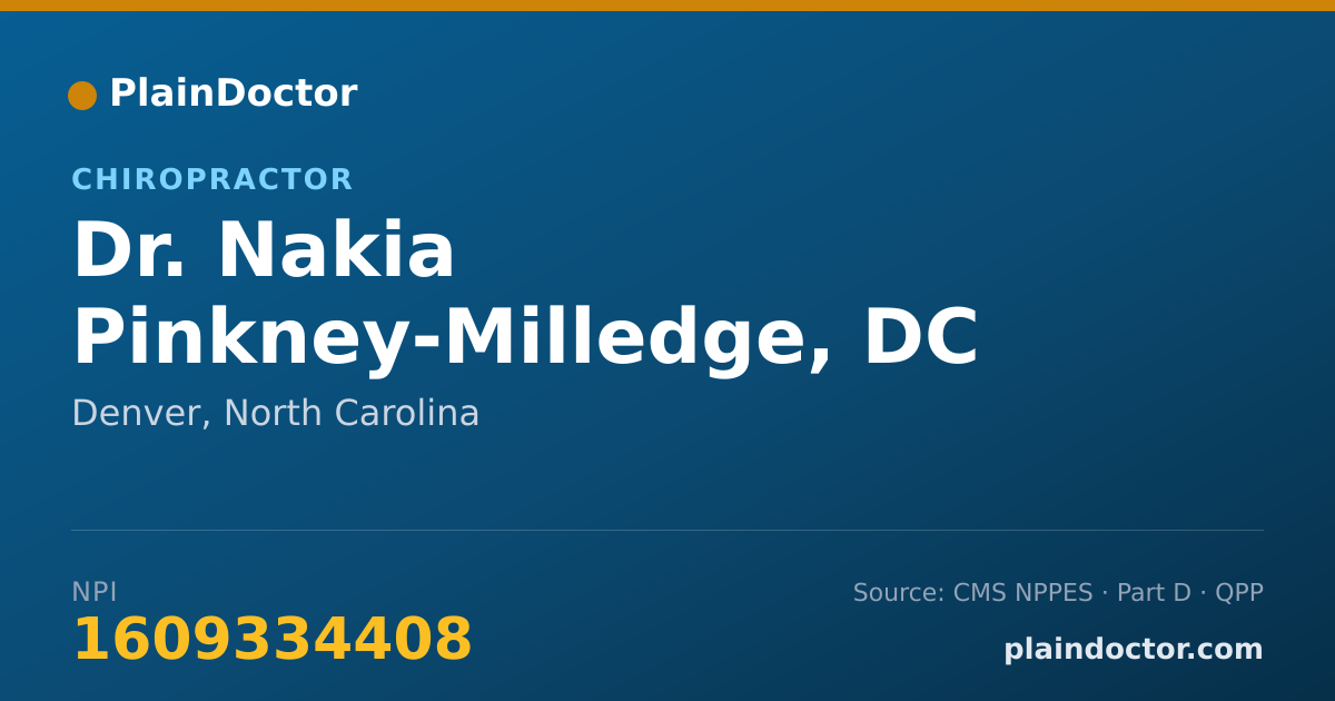 Shareable card for Nakia Pinkney-Milledge, DC - Chiropractor, Denver, NC