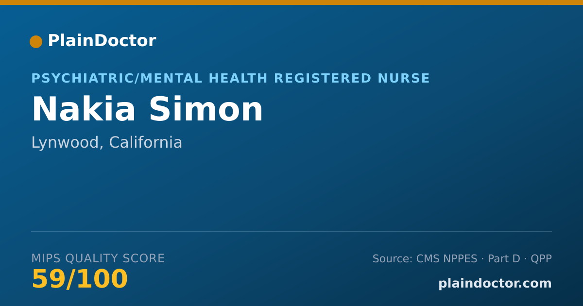 Shareable card for Nakia Simon - Psychiatric/Mental Health Registered Nurse, Lynwood, CA