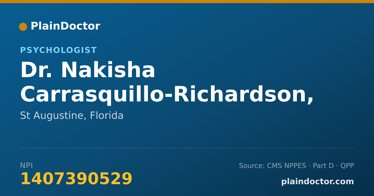 Shareable card for Nakisha Carrasquillo-Richardson, L. P. - Psychologist, St Augustine, FL