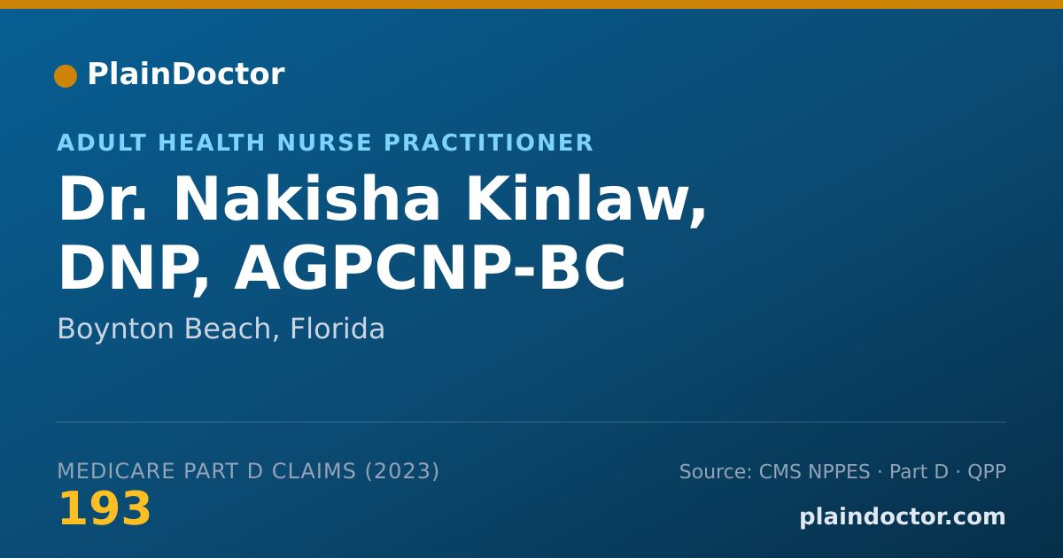 Shareable card for Nakisha Kinlaw, DNP, AGPCNP-BC - Adult Health Nurse Practitioner, Boynton Beach, FL