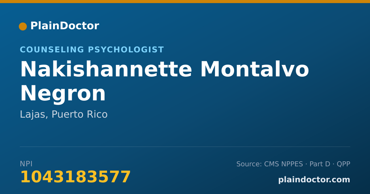 Shareable card for Nakishannette Montalvo Negron - Counseling Psychologist, Lajas, PR
