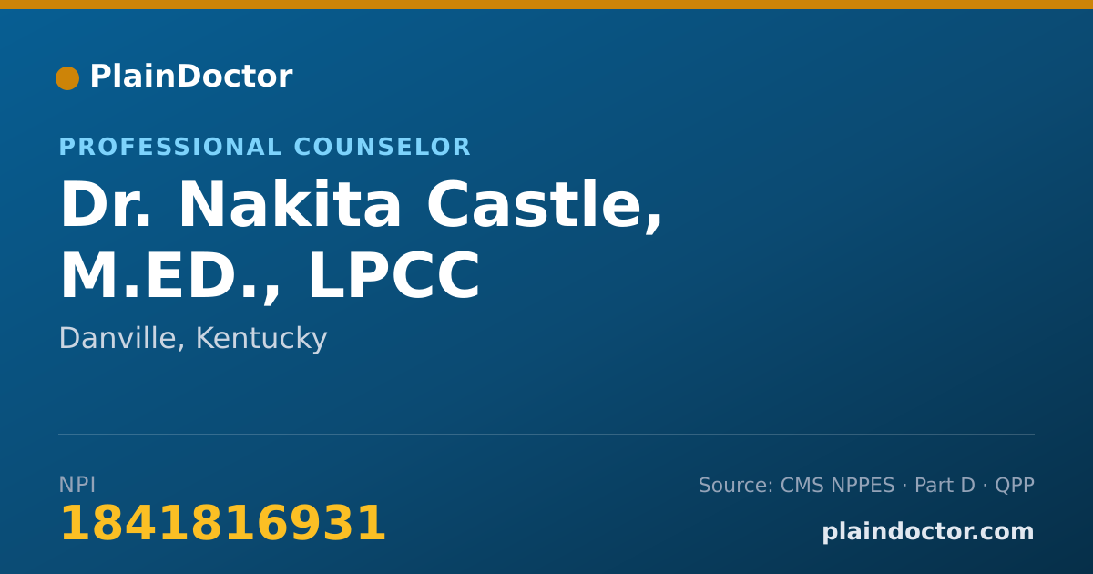 Shareable card for Nakita Castle, M.ED., LPCC - Professional Counselor, Danville, KY