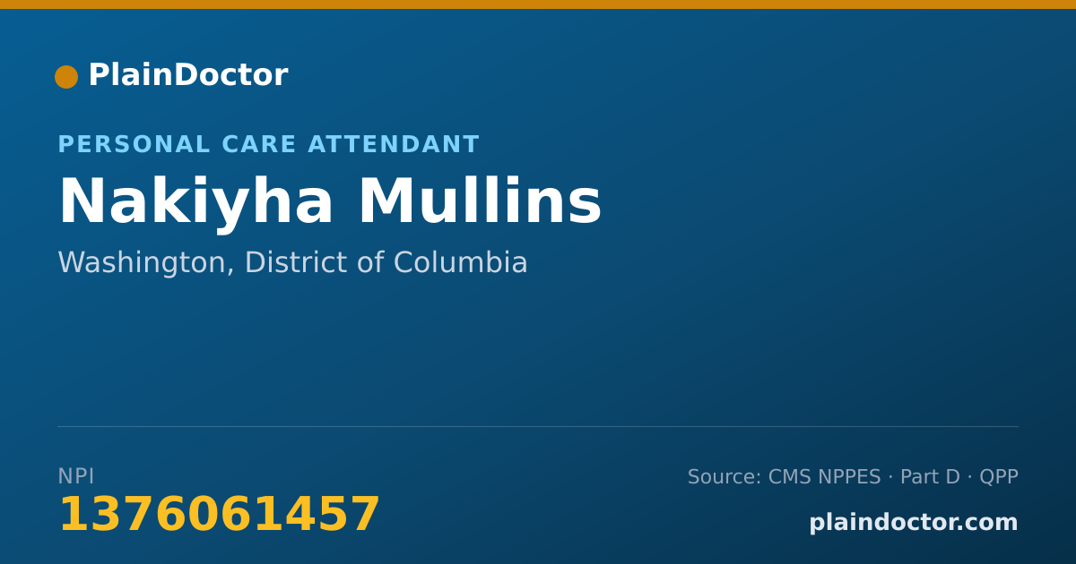Shareable card for Nakiyha Mullins - Personal Care Attendant, Washington, DC